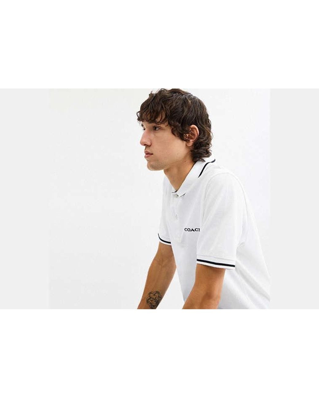 COACH Black Signature Trim Polo for men
