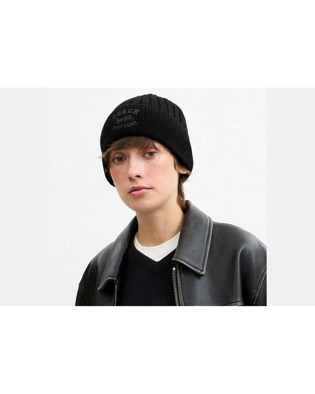 COACH Black Knit Beanie