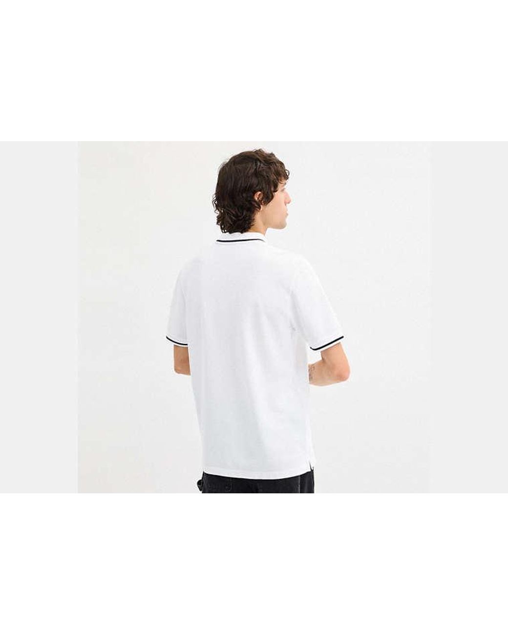 COACH Black Signature Trim Polo for men