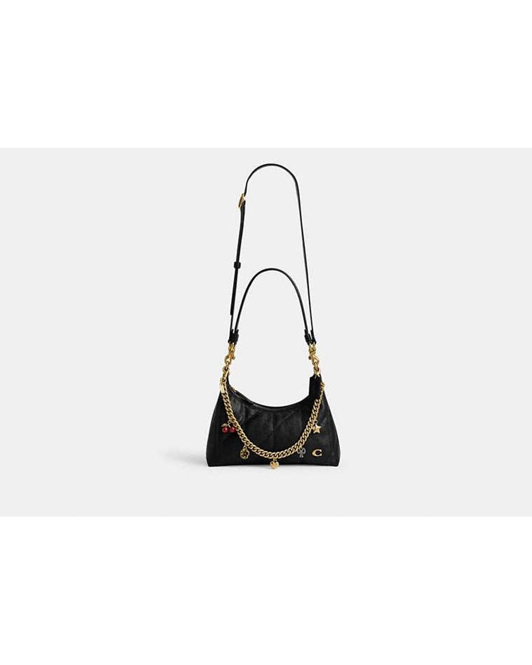 COACH Black Juliet Shoulder Bag 25 With Quilting And Charms
