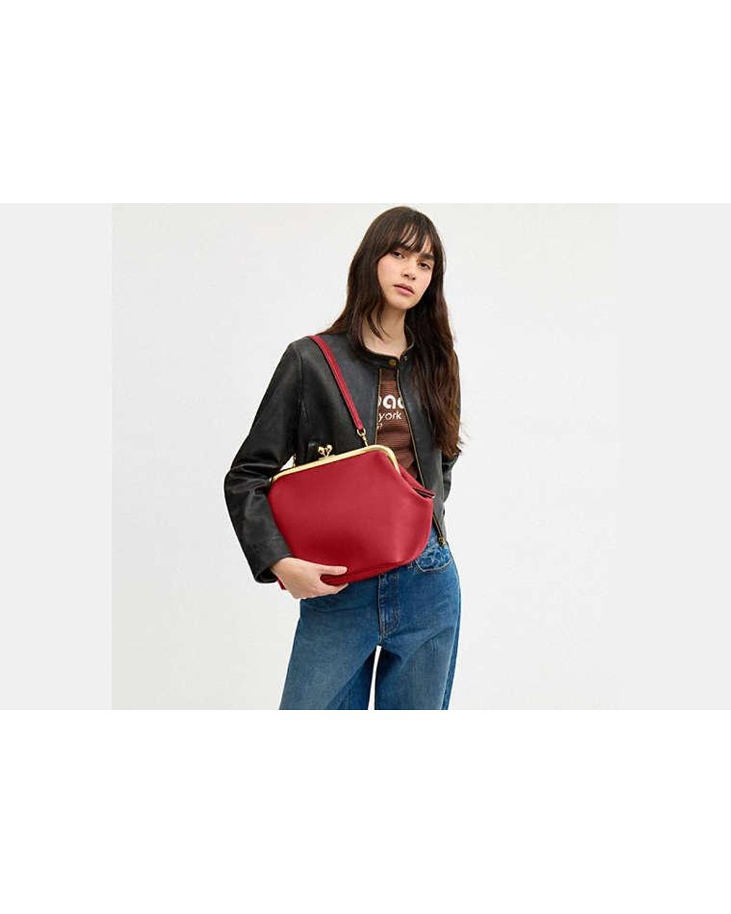 COACH Red Kisslock Frame Bag 27