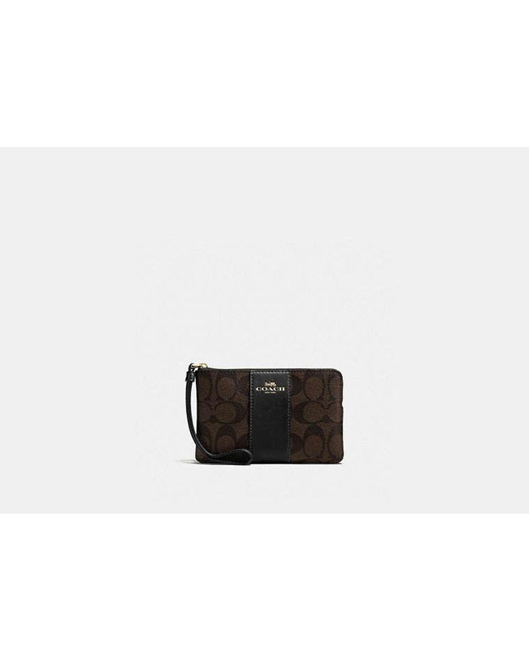 COACH Black Corner Zip Wristlet