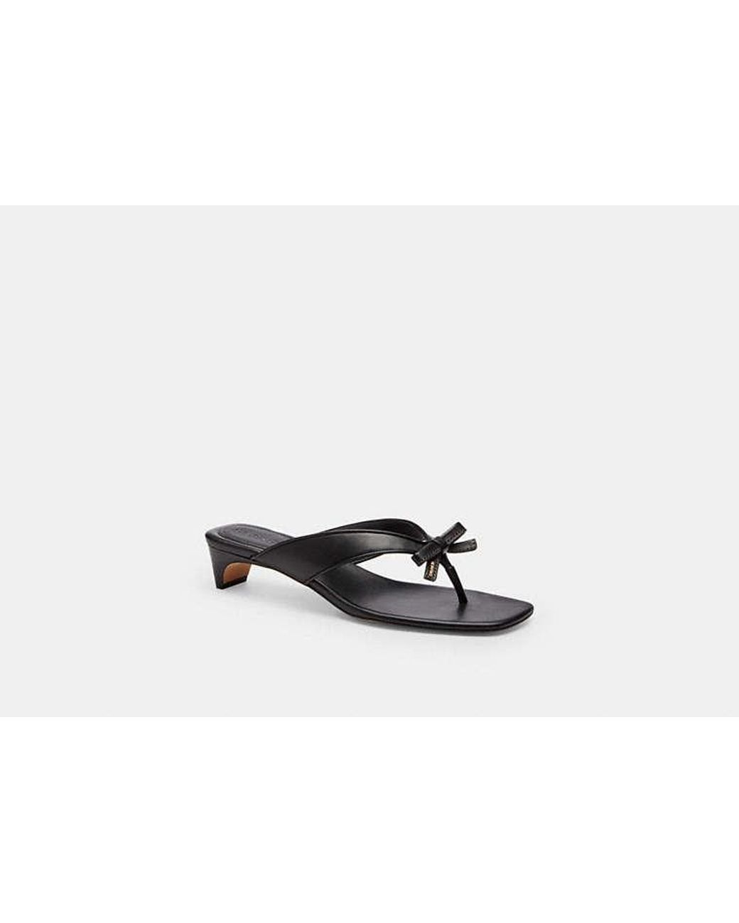 COACH Black Bow Thong Kitten Heel