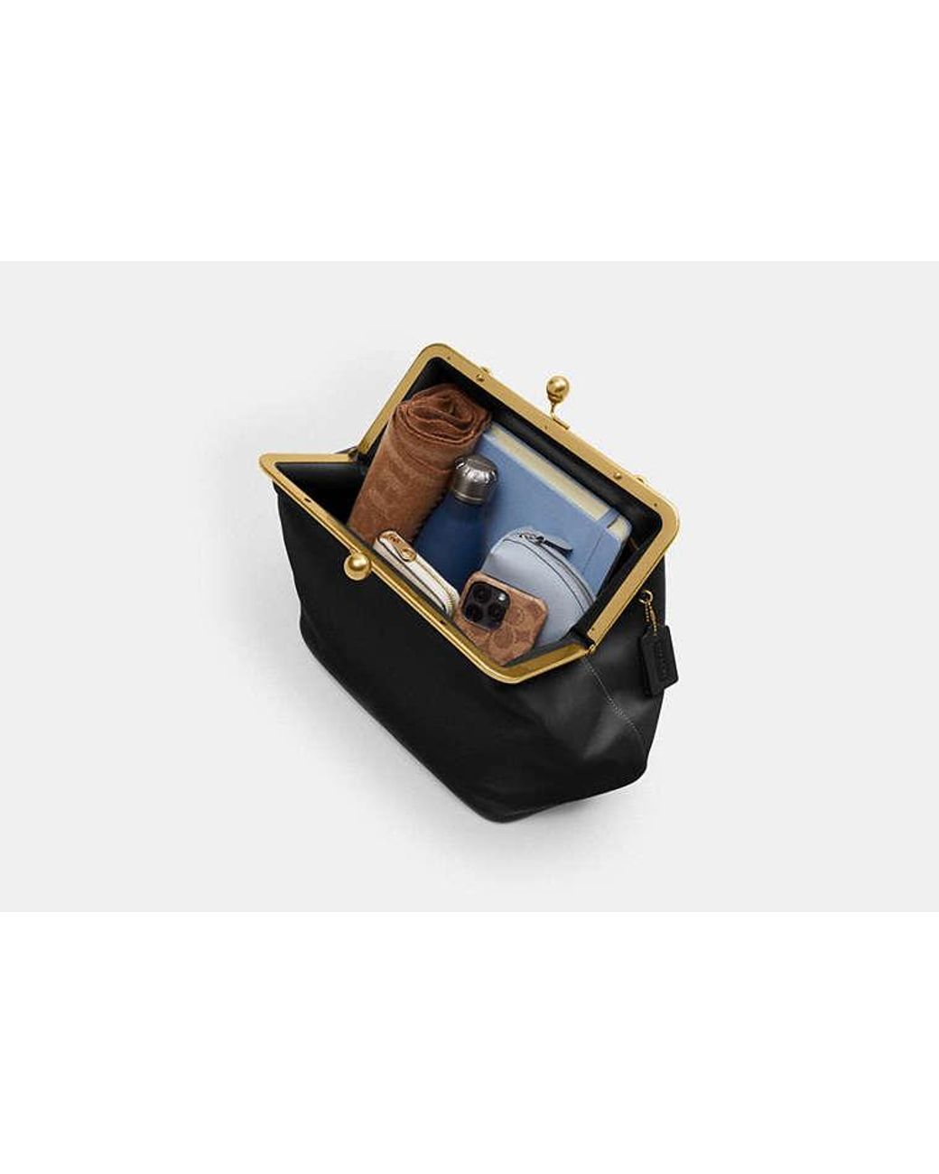 COACH Black Large Kisslock Frame Bag