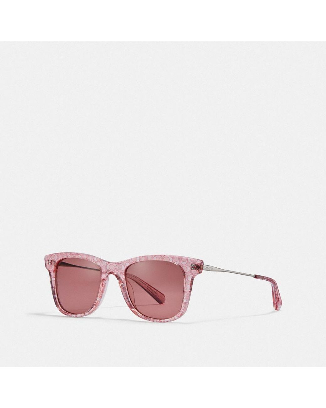 COACH Signature Glitter Metal Square Sunglasses in Pink Lyst