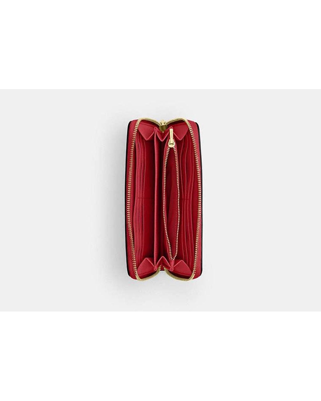 COACH Red Long Zip Around Wallet