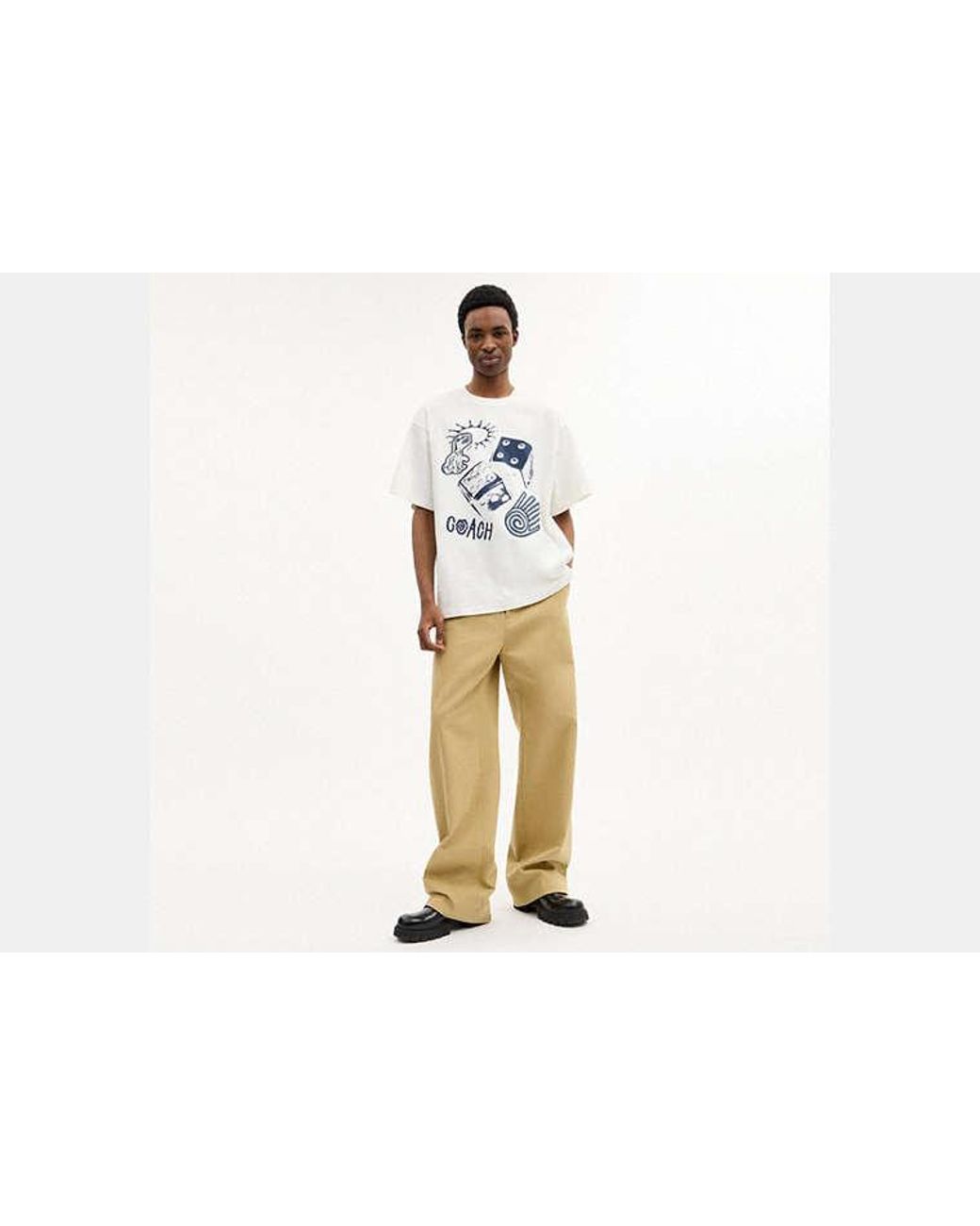 COACH Black Dice Collage Relaxed T-Shirt for men