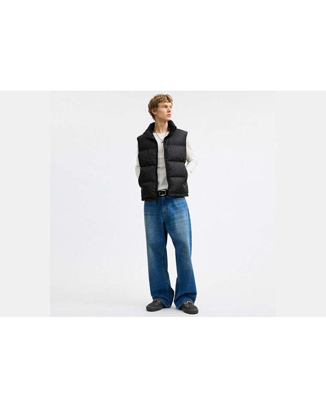 COACH Black Signature Down Vest for men