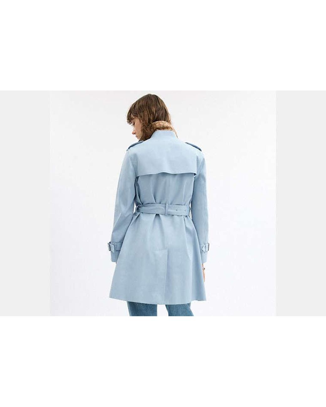 COACH Blue Mid Trench Coat