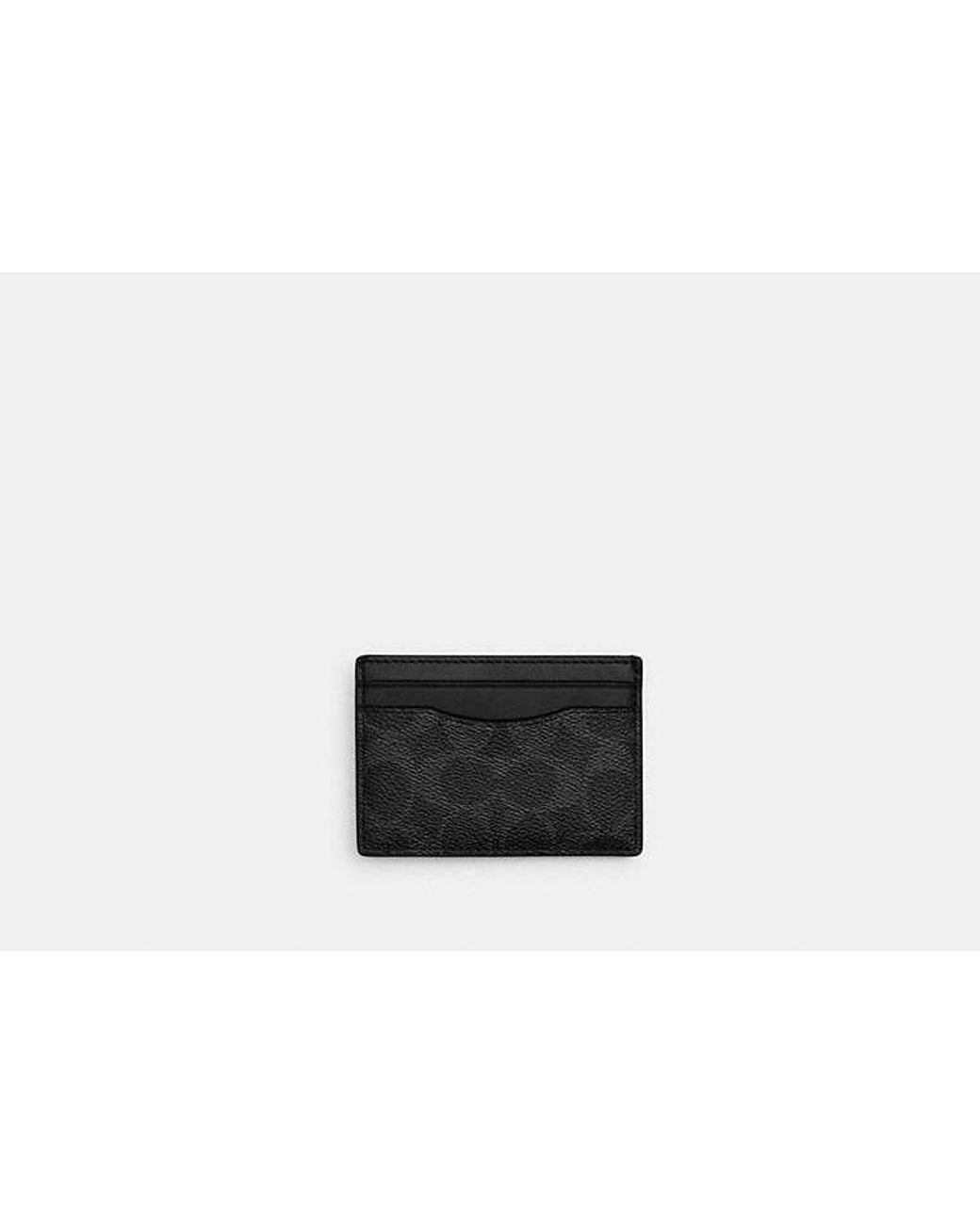 COACH Black Card Case With Money Clip for men