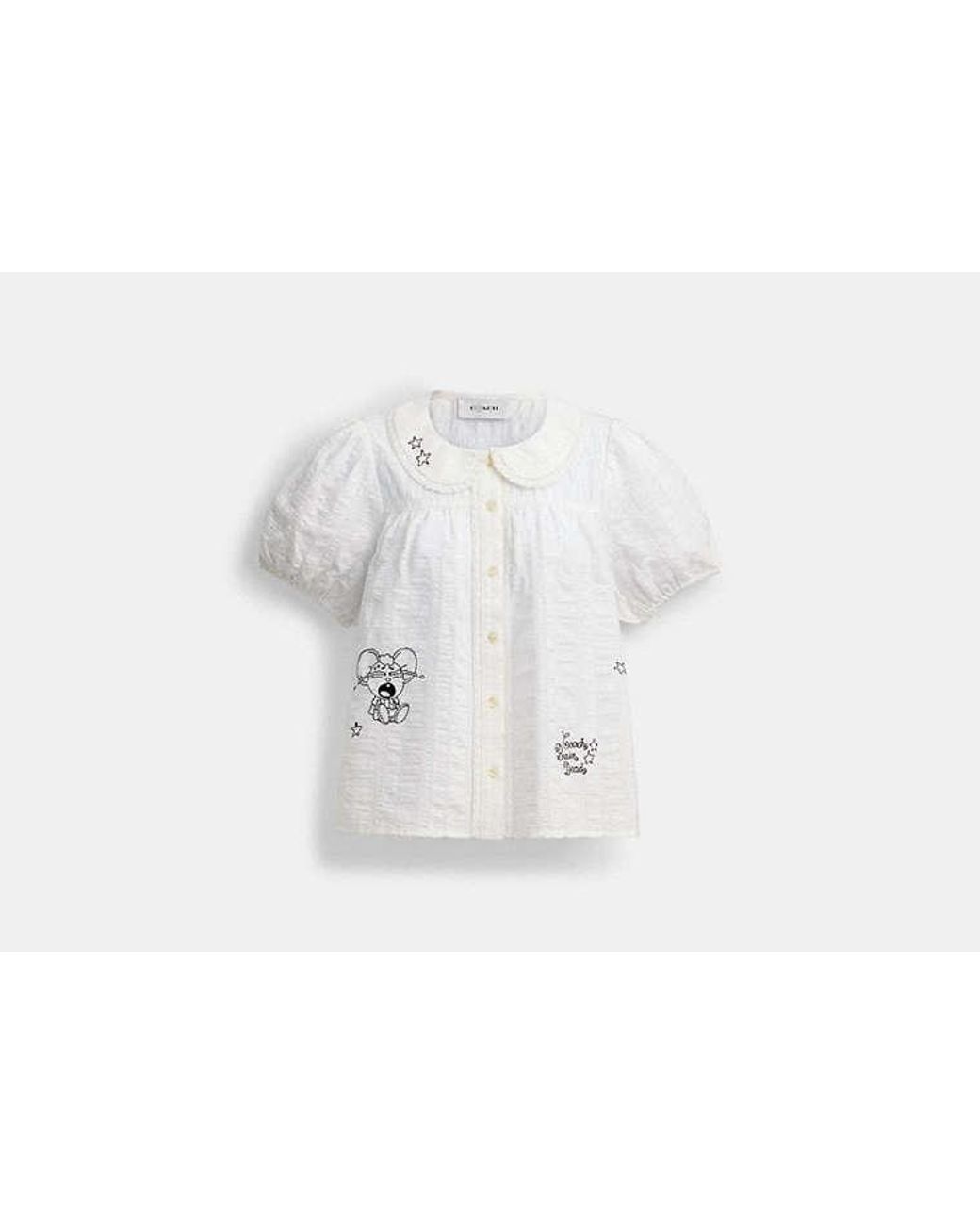 COACH Black Brain Dead Embroidered Button Up Blouse