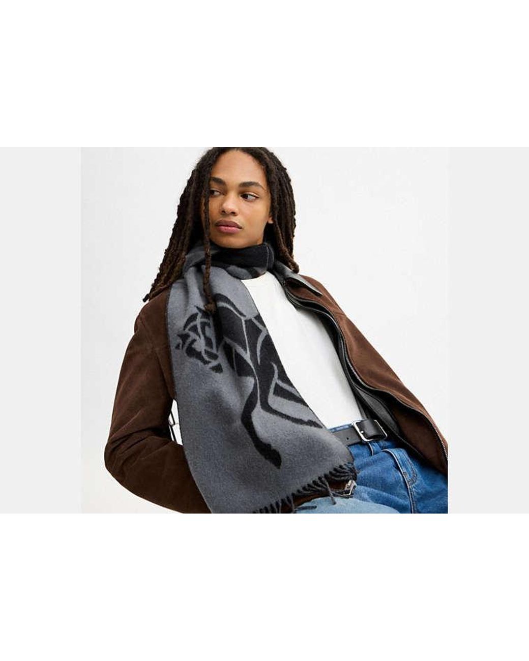 COACH Black Horse And Carriage Cashmere Muffler