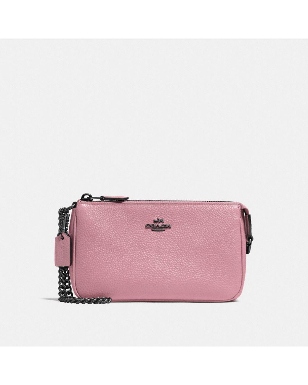 COACH Nolita Wristlet 15 In Pebble Leather in Pink