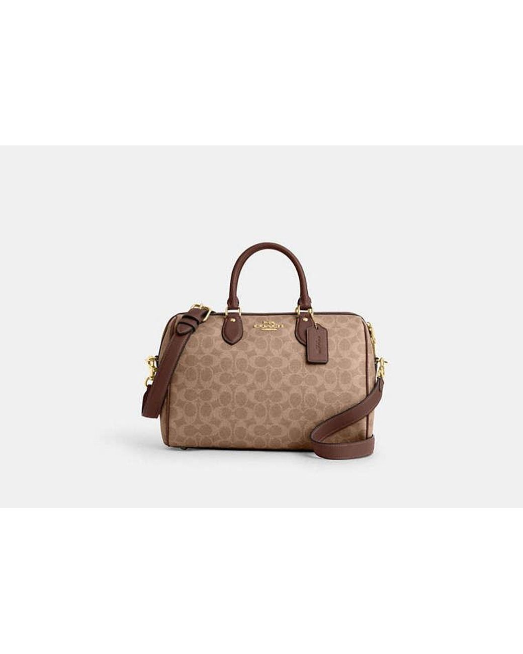COACH Black Rowan Large Satchel Bag In Signature Canvas
