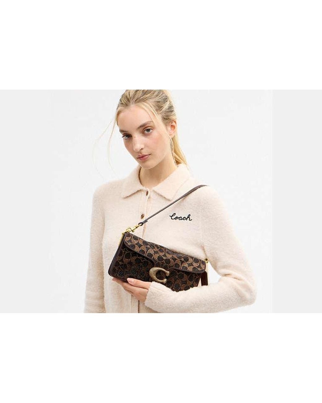 COACH Black Tabby Shoulder Bag 26 With Crystal Signature