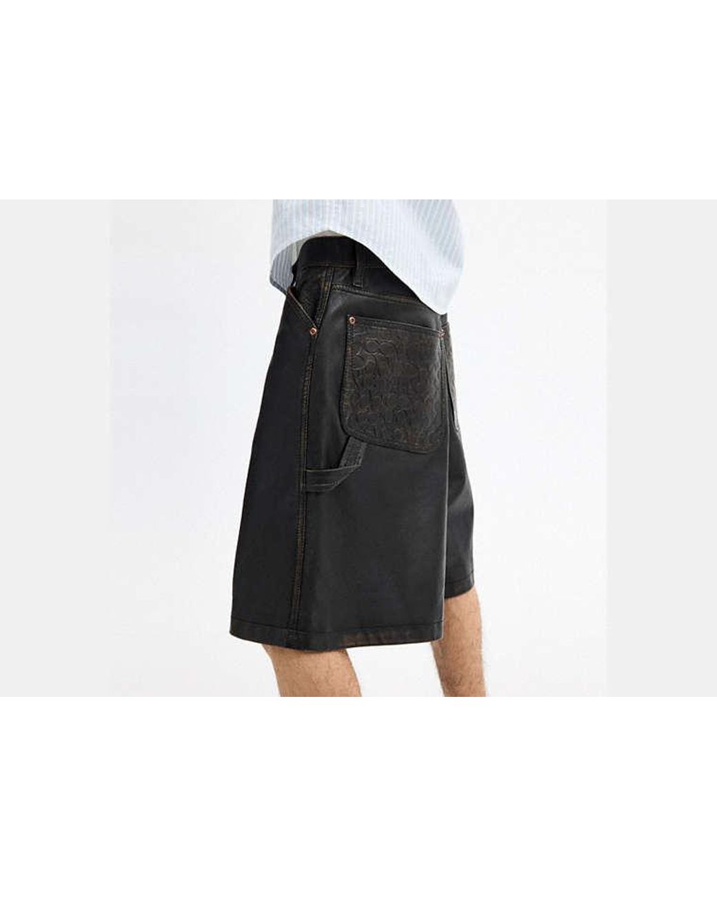 COACH Black Brain Dead Loved Leather Shorts for men
