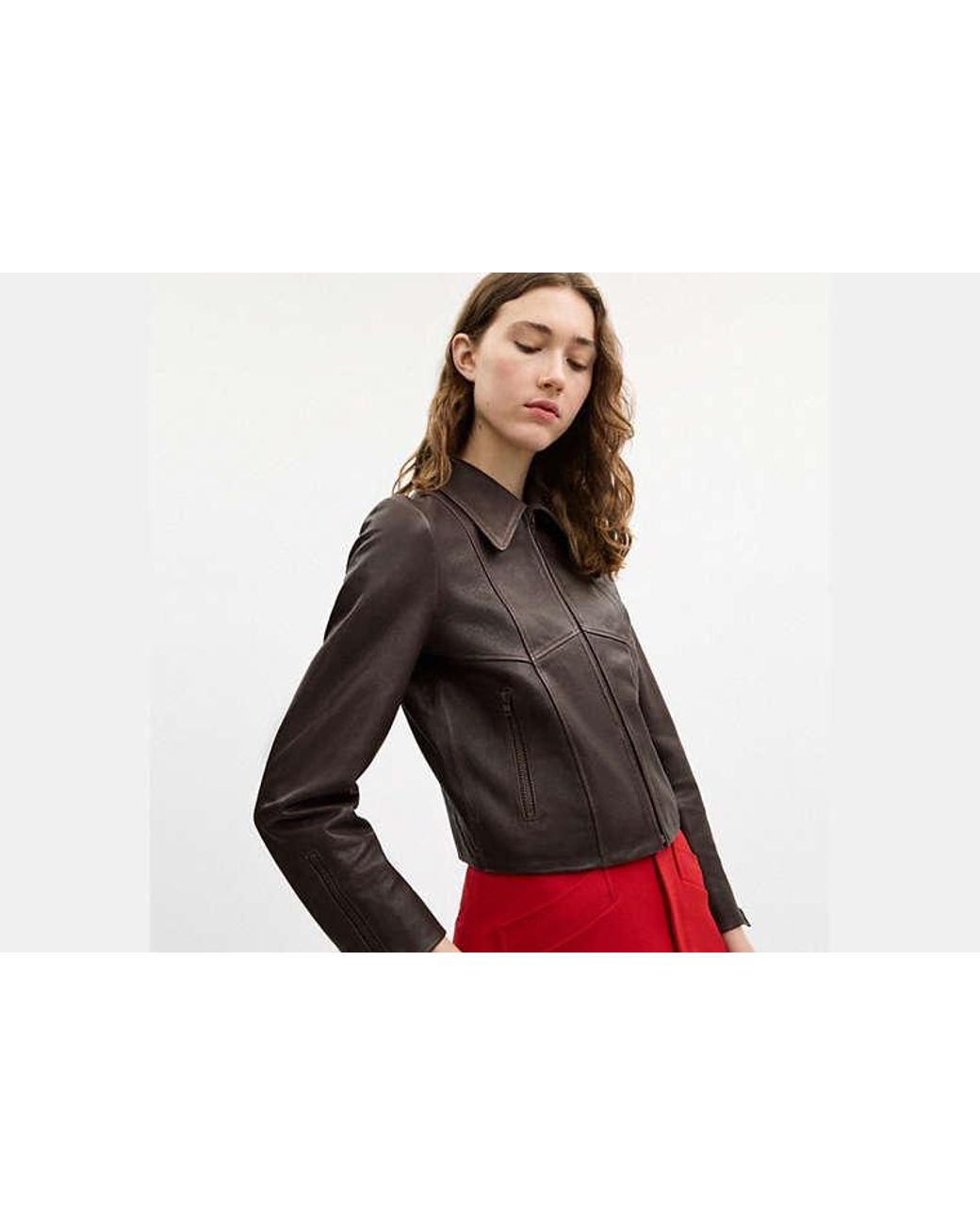 COACH Black Shrunken Leather Jacket