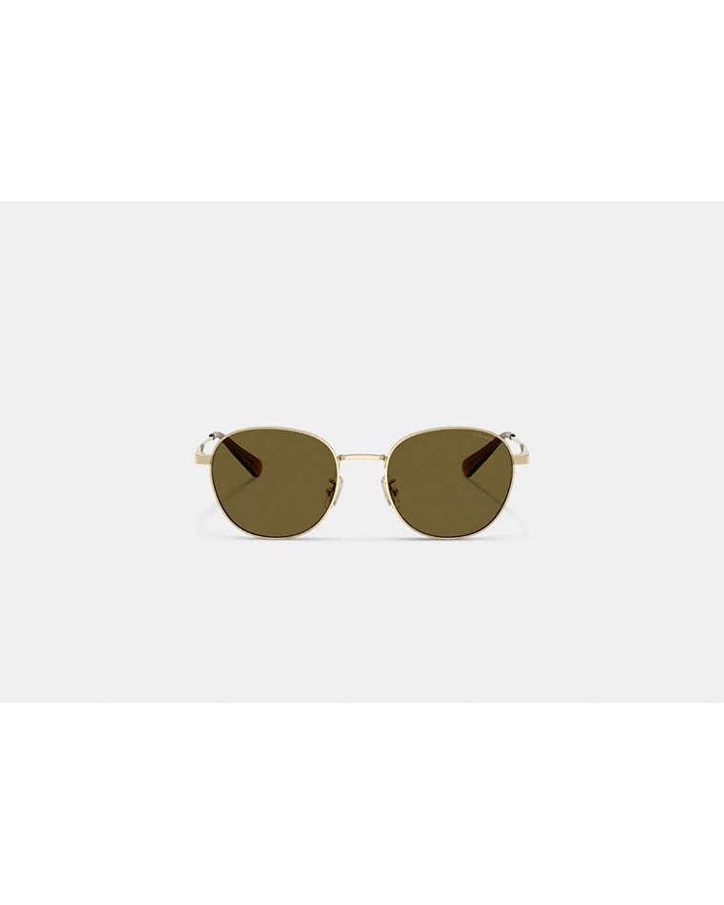 COACH Black Metal Hangtag Round Sunglasses for men