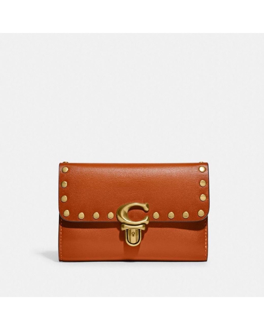 COACH Studio Medium Wallet With Rivets in Brown Lyst