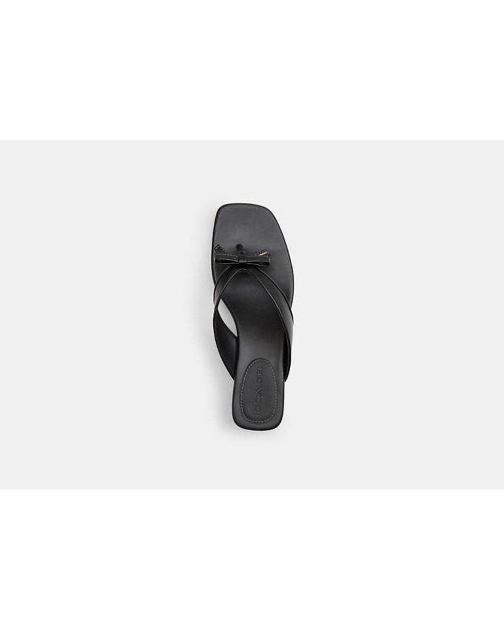 COACH Black Bow Thong Kitten Heel