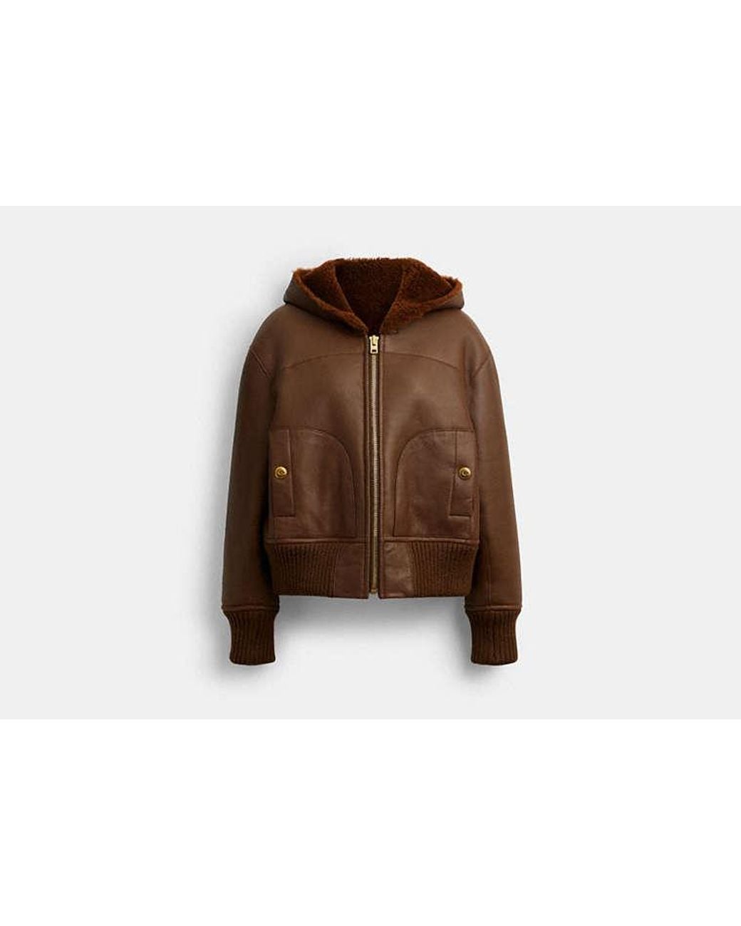 COACH Brown Reversible Shearling Hoodie