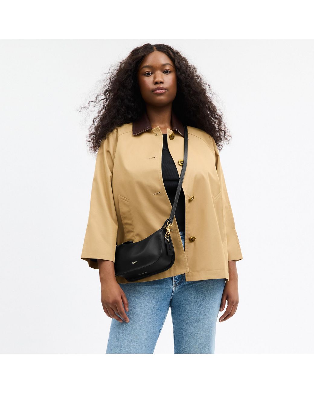 COACH Black Natural Grain Leather Waverly Bag