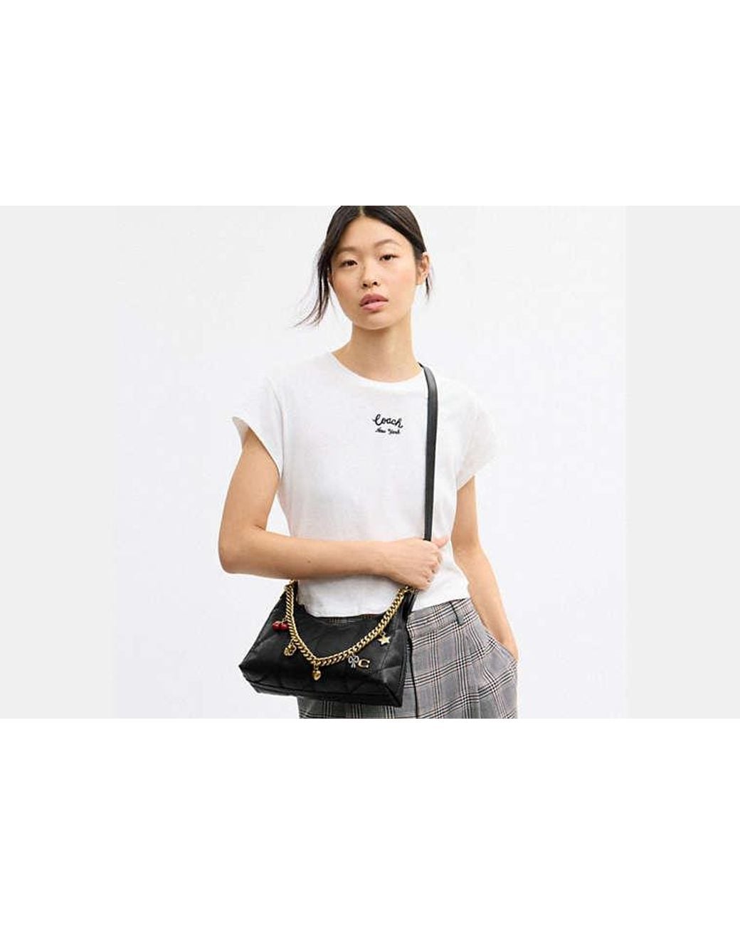 COACH Black Juliet Shoulder Bag 25 With Quilting And Charms