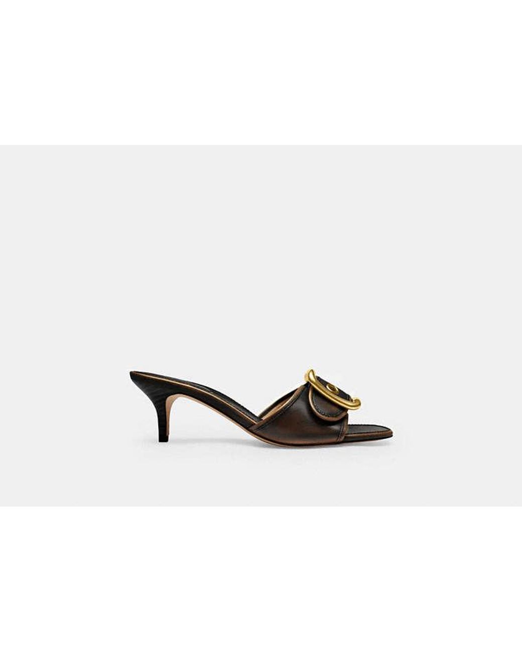 COACH Black Margot Sandal With Oversized Buckle