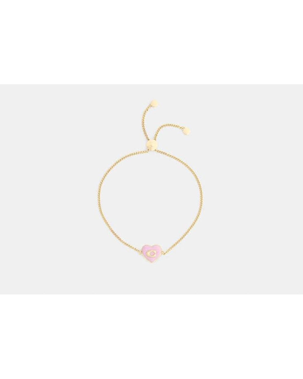 COACH Black Signature Enamel Heart Slider Bracelet