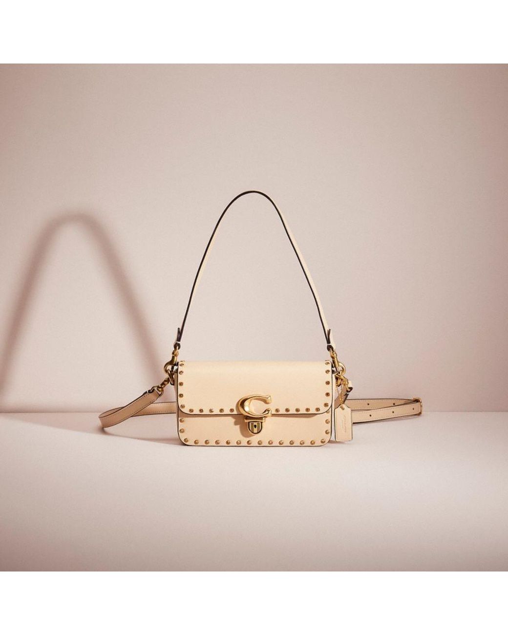 COACH Restored Studio Baguette Bag With Crystal Rivets in Natural Lyst