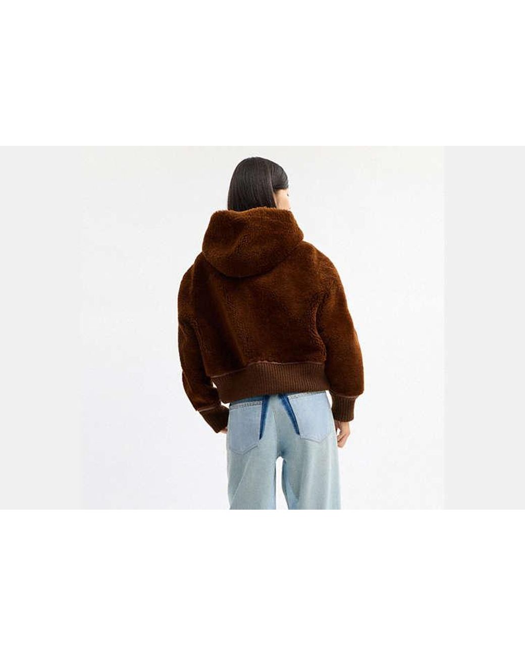 COACH Brown Reversible Shearling Hoodie