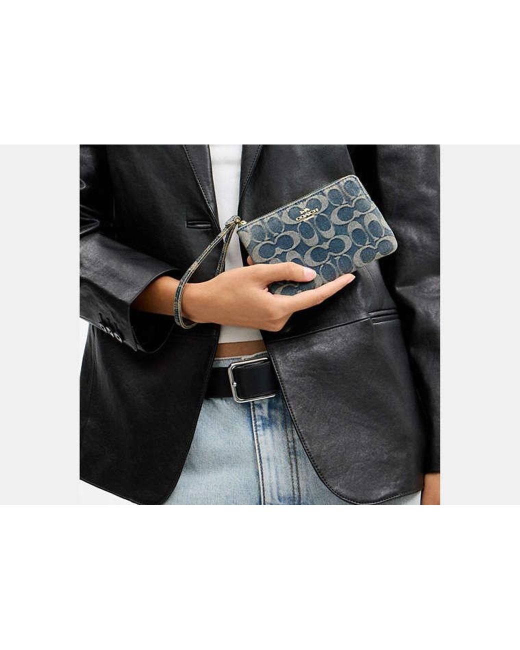 COACH Black Corner Zip Wristlet