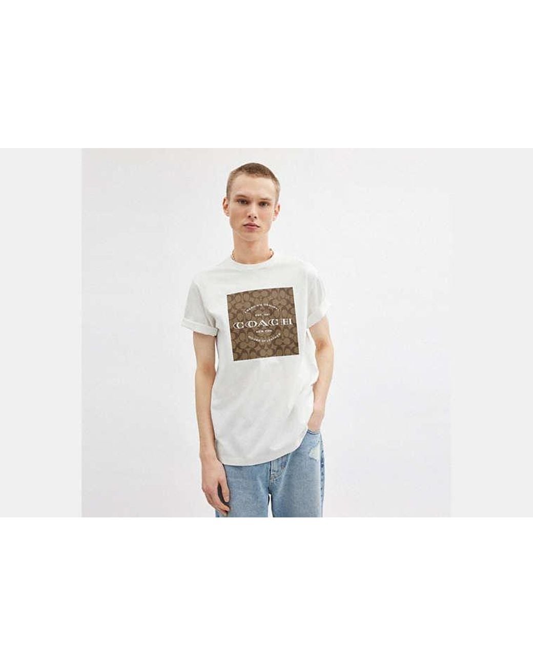 COACH White Signature Square T Shirt for men