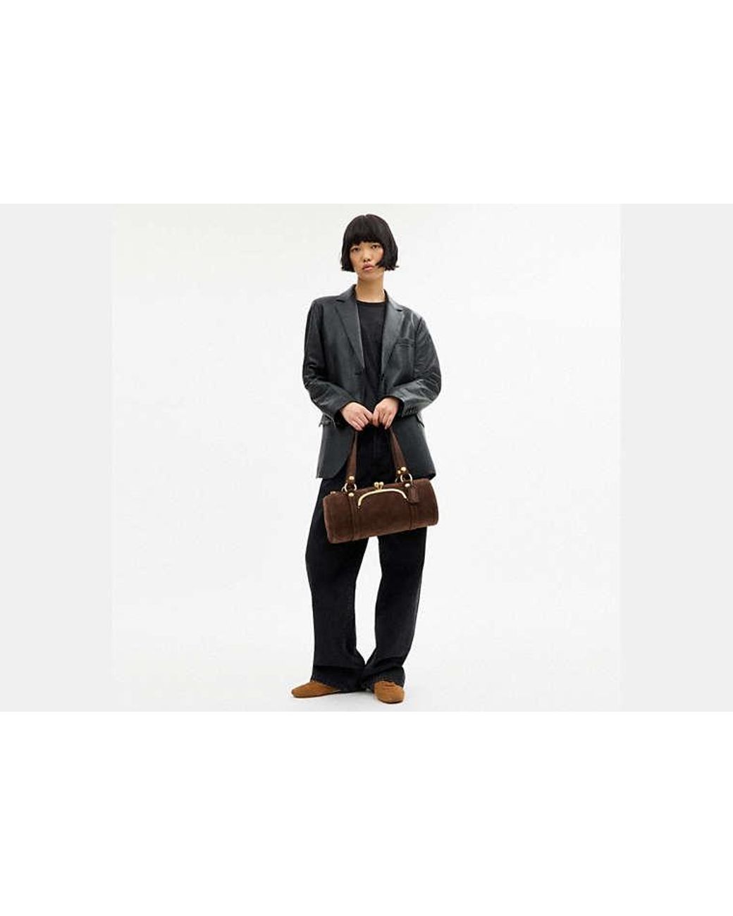 COACH Black Kisslock Barrel Bag