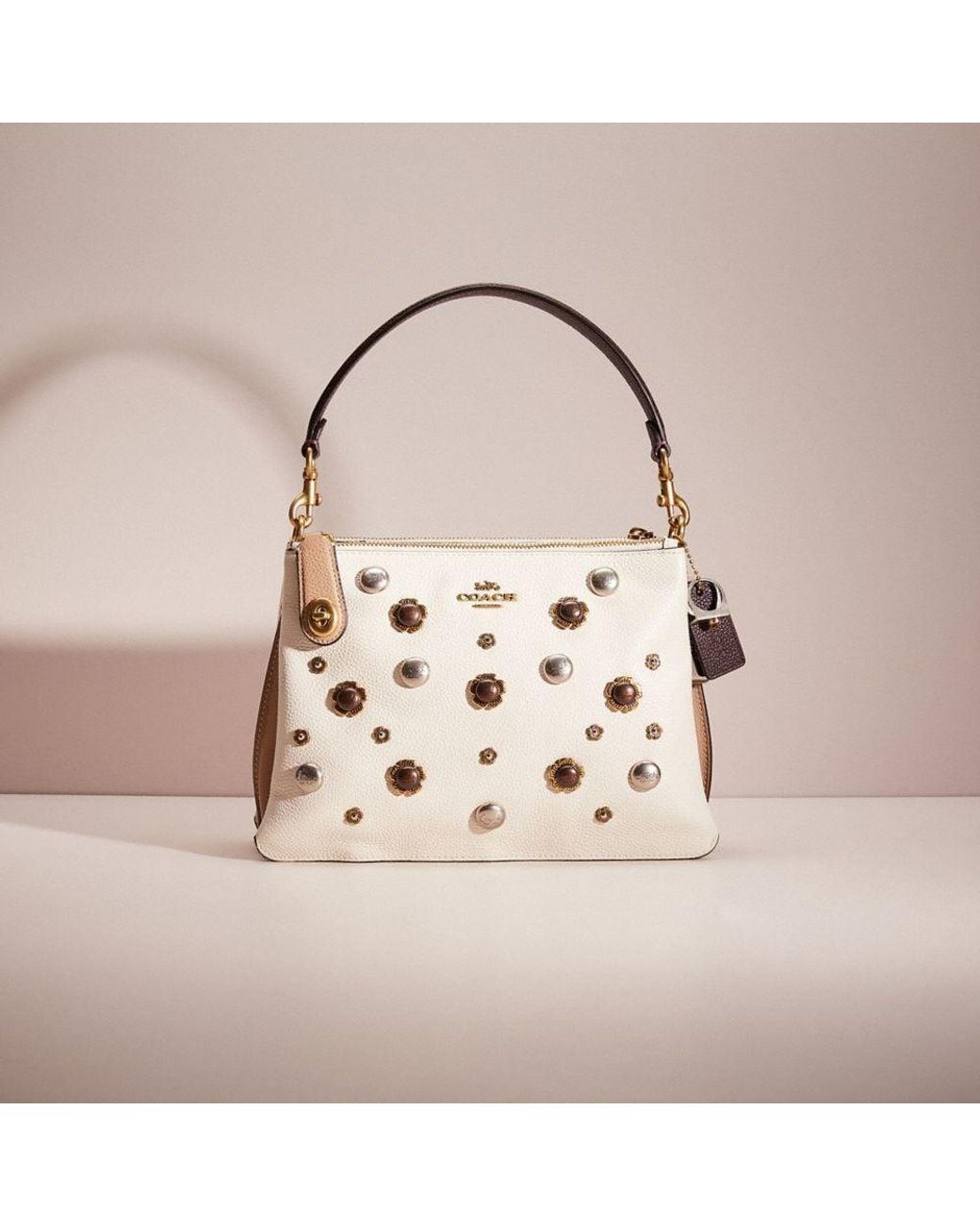 COACH Upcrafted Double Zip Shoulder Bag In Colorblock in Natural Lyst