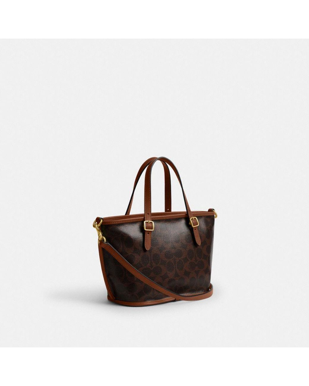 COACH Taxi Tote Bag 21 In Signature Canvas in Brown | Lyst