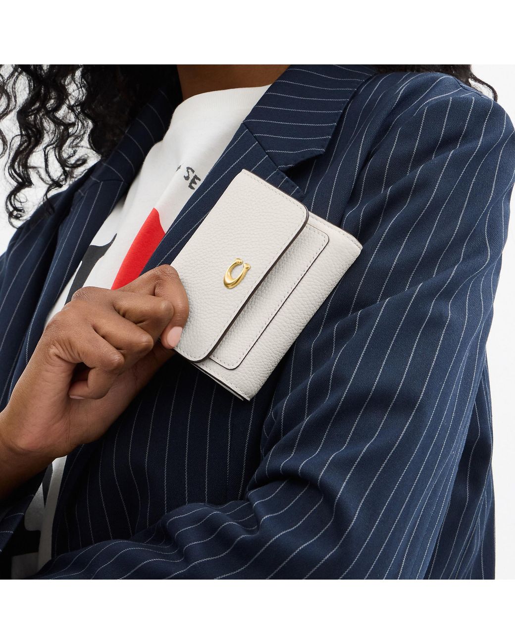 COACH White Mila Small Flap Wallet