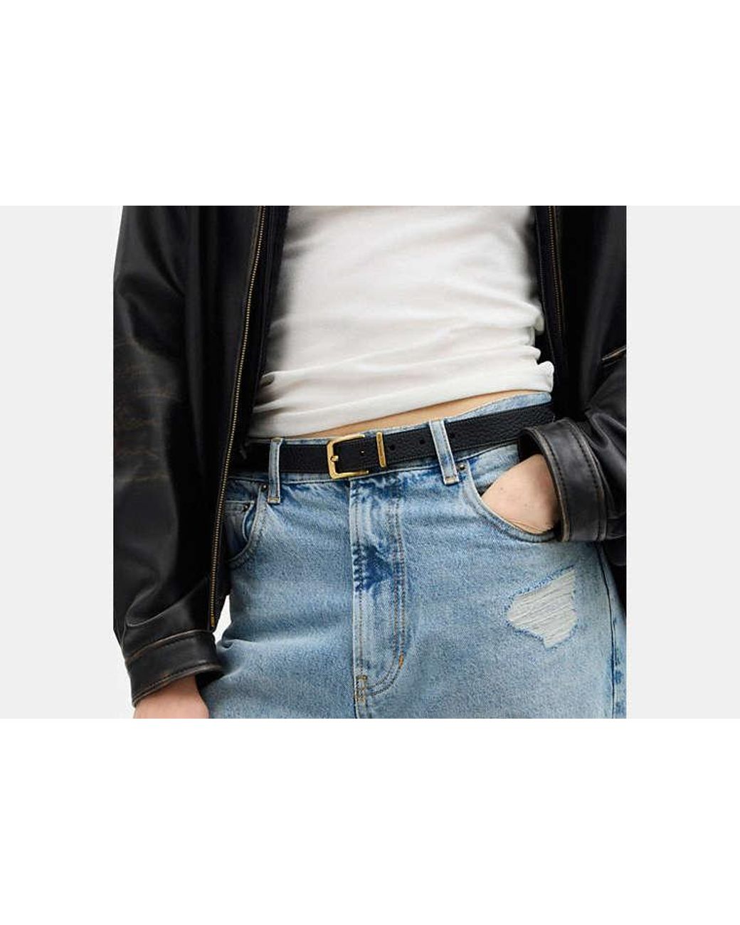COACH Black Harness Hasp Buckle Belt, 25Mm