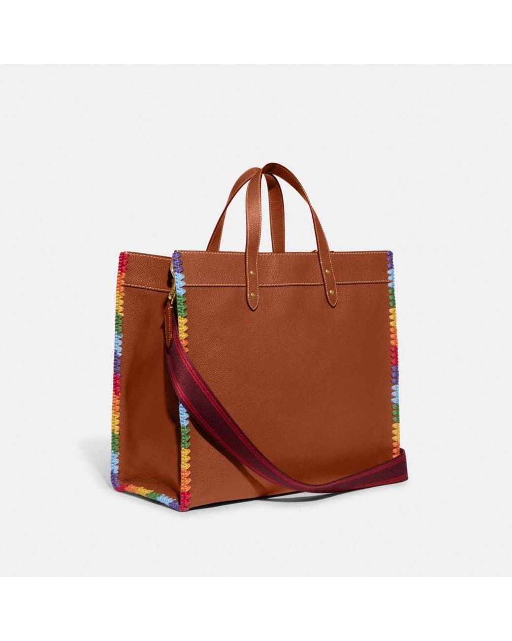 COACH Field Tote 40 With Rainbow Crochet in Brown for Men | Lyst