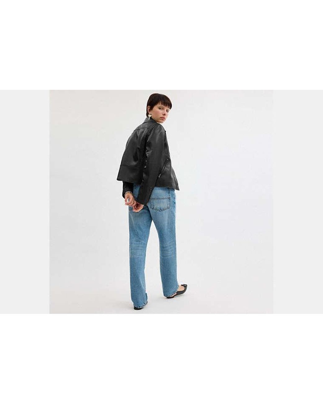 COACH Black Leather Moto Jacket