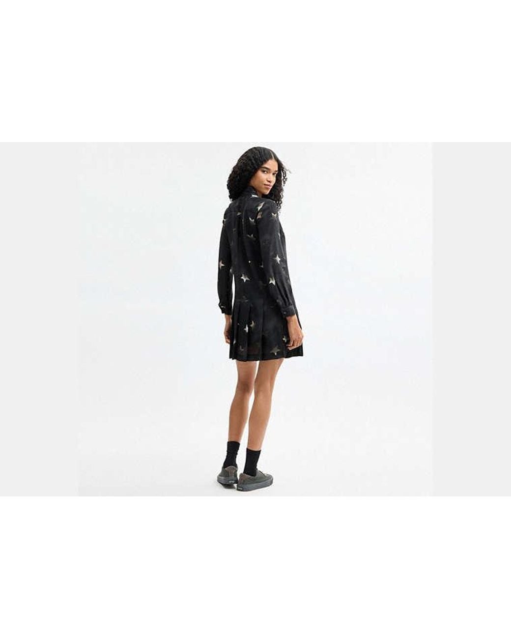 COACH Black Long Sleeve Star Dress