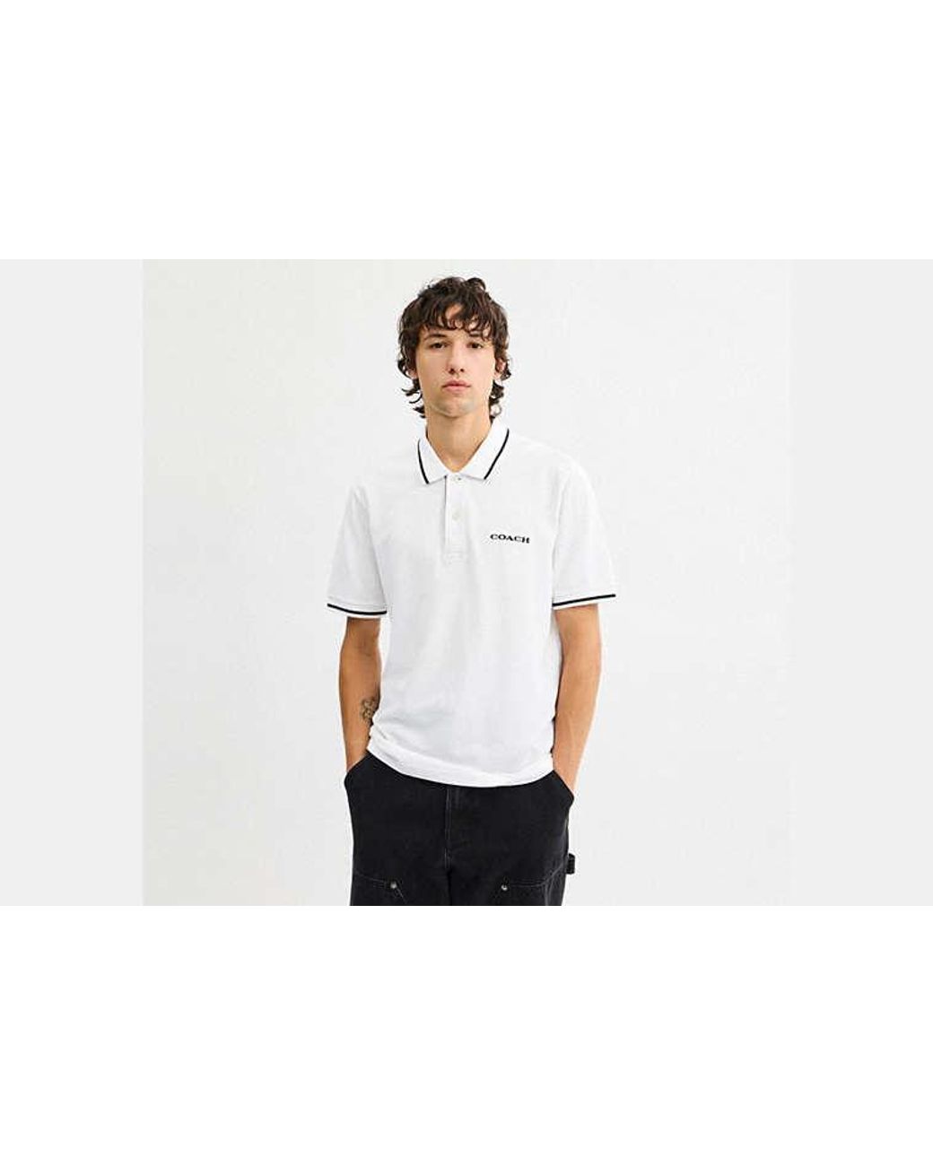 COACH Black Signature Trim Polo for men