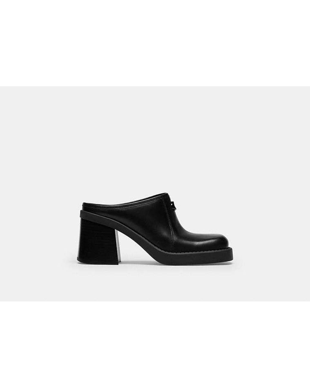 COACH Black Sculpted C Heeled Mule