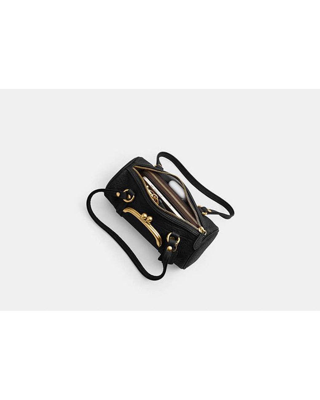 COACH Black Kisslock Barrel Bag 28