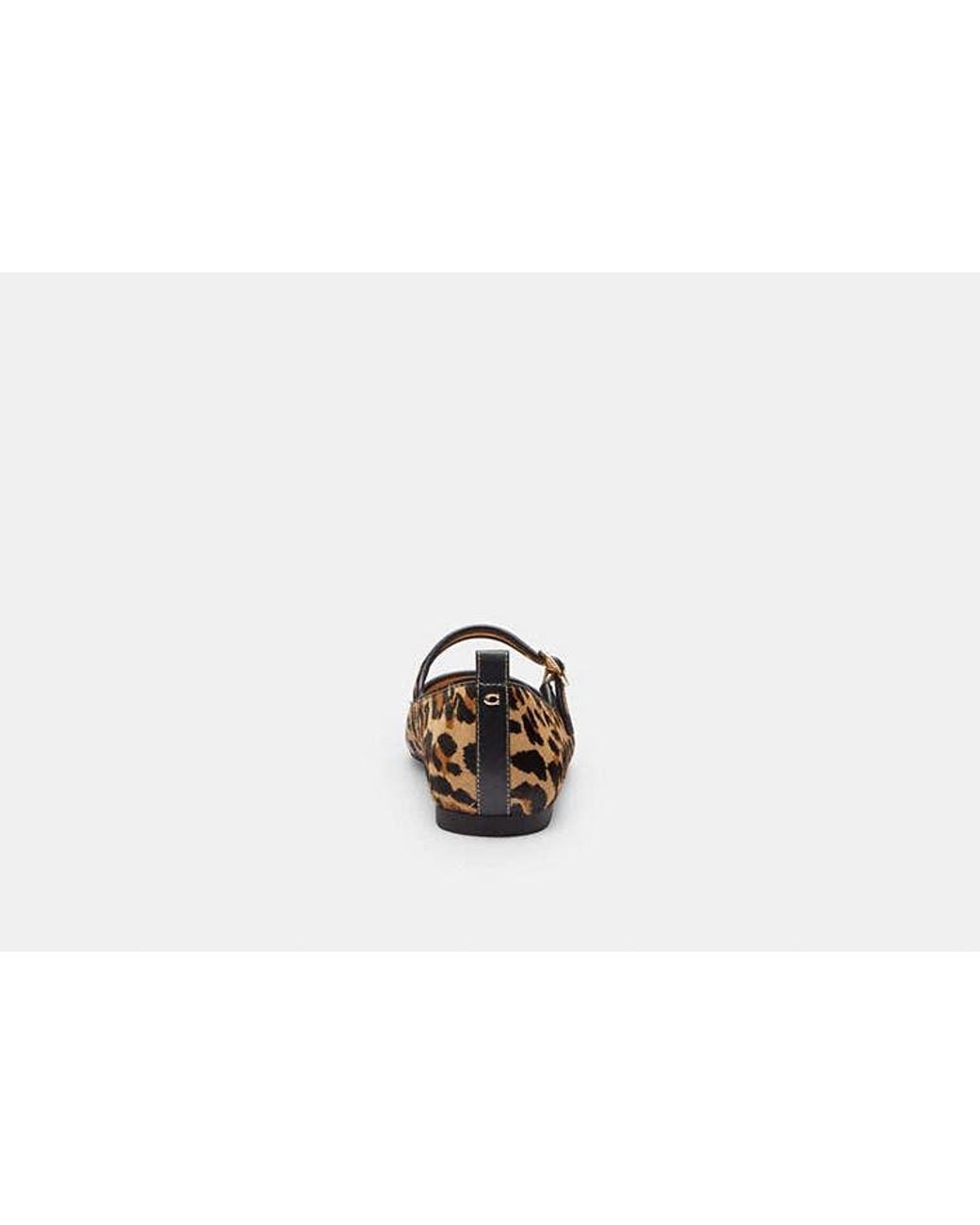 COACH Black C Rivet Mary Jane With Leopard Print