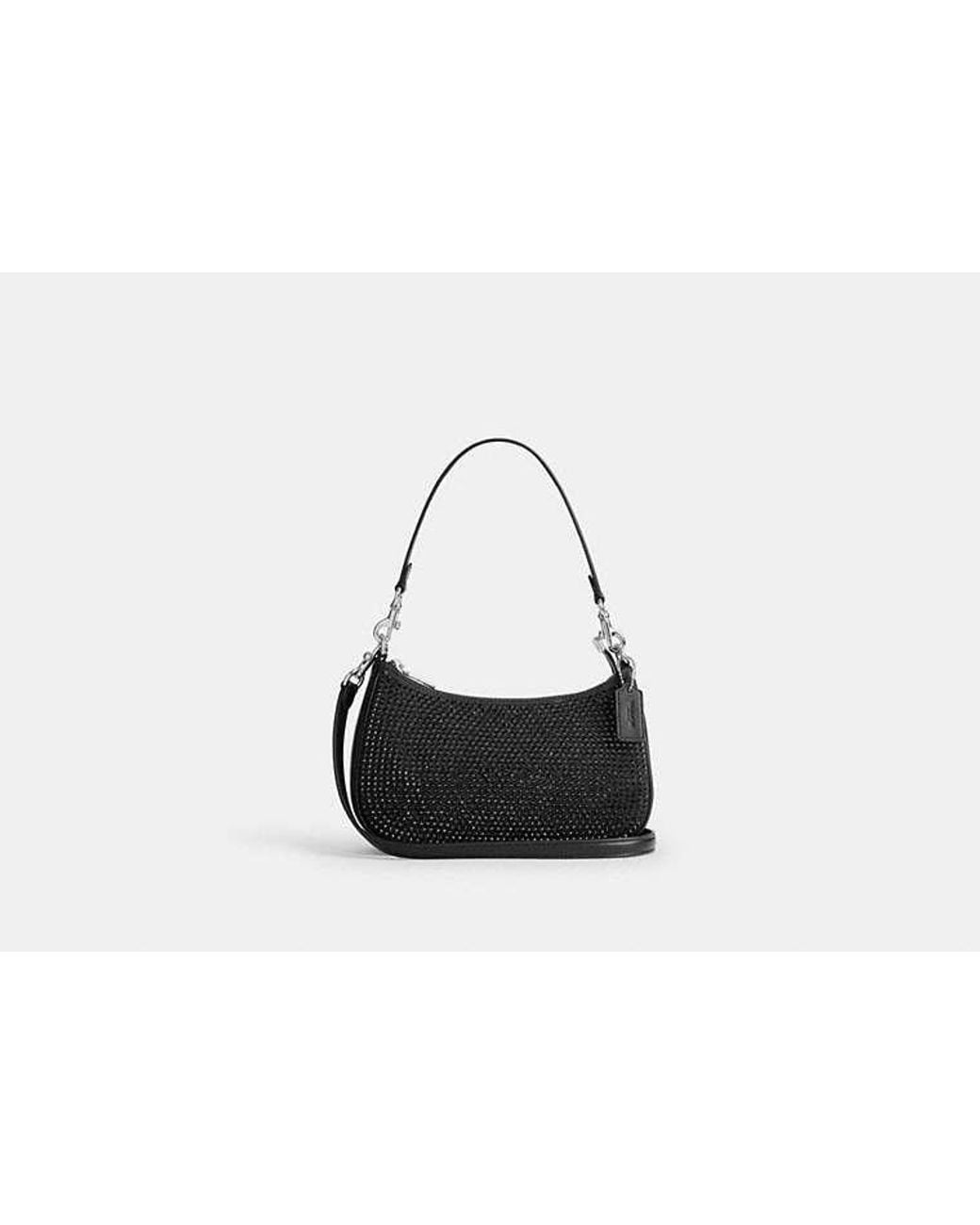 COACH Crystal Fabric Shoulder Bag in Black | Lyst