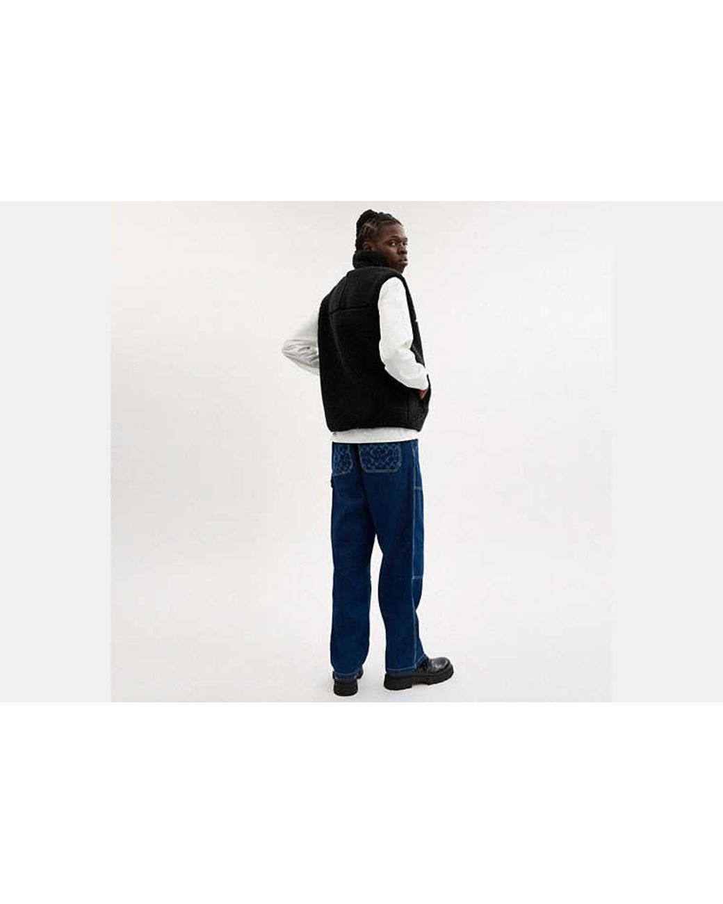 COACH Black Novelt Sherpa Vest for men