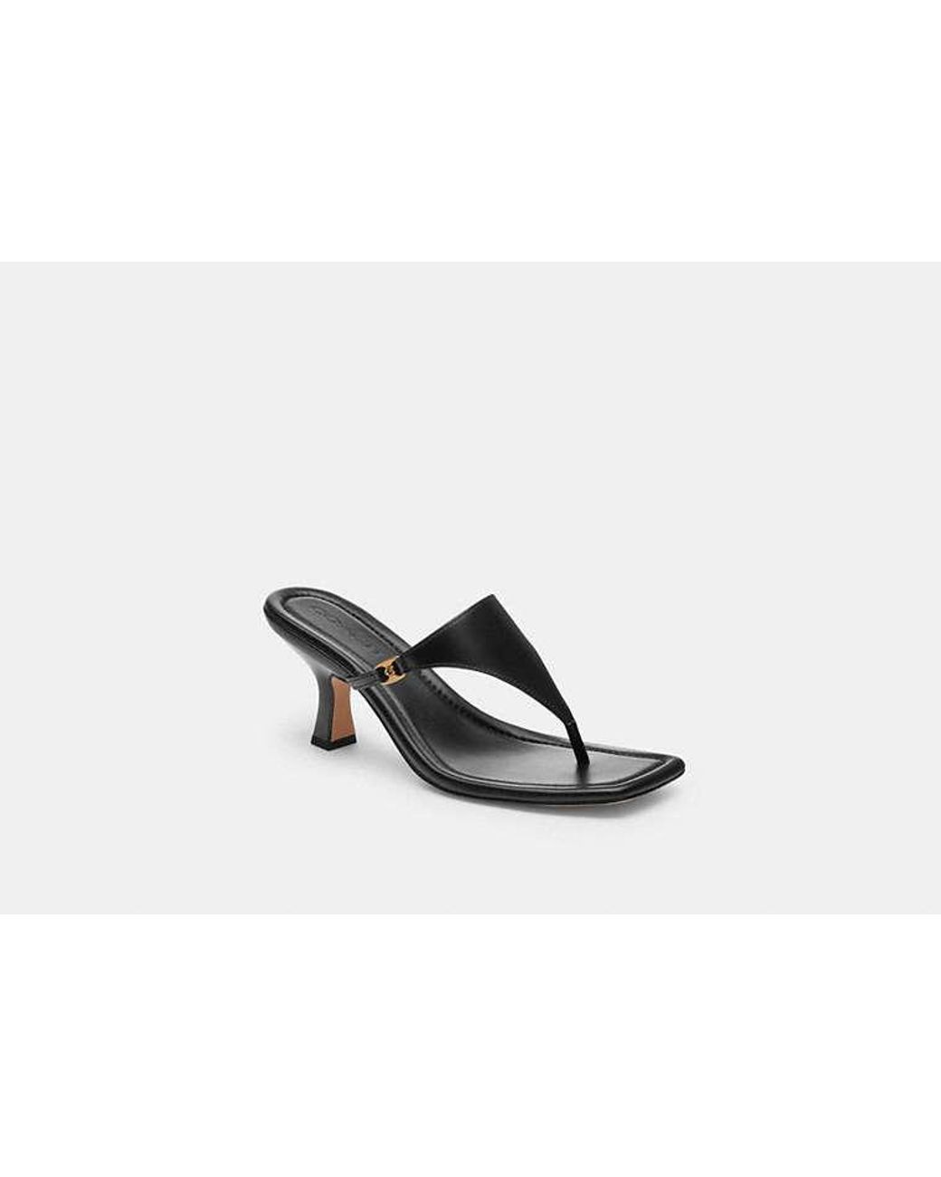 COACH Heritage C Plaque Thong Sandal in Black | Lyst UK