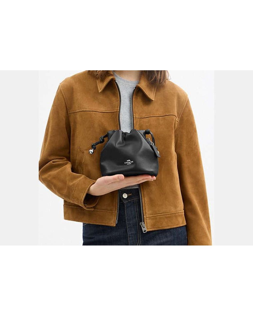 COACH Black Faye Mini Drawstring Bag