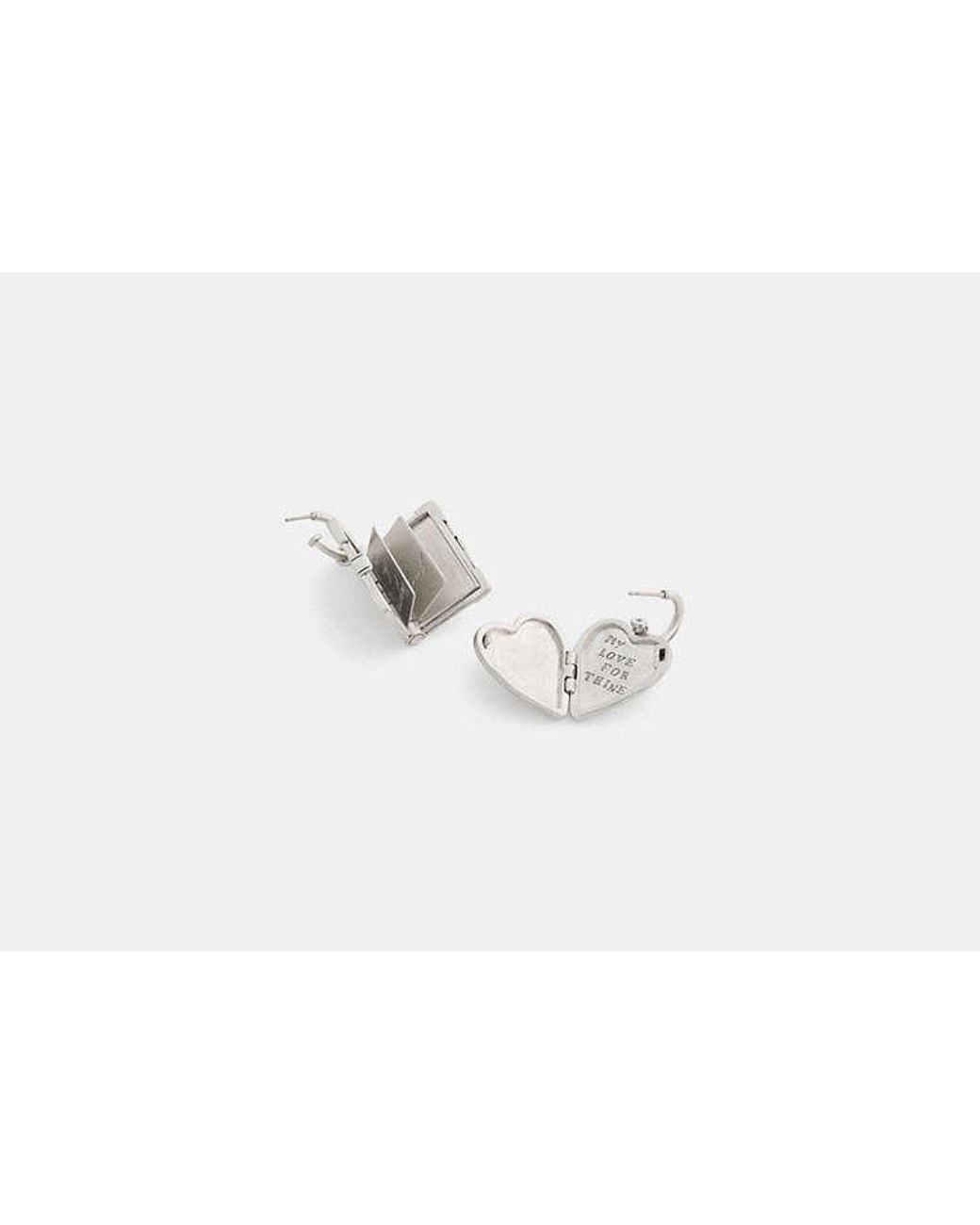COACH Black Heart Locket And Book Mismatch Earrings